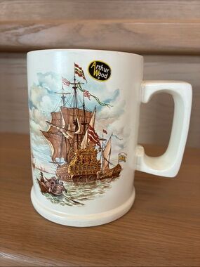 Vintage Numbered Arthur Wood England Sailing Ship Ceramic Mug / Tankard / Stein